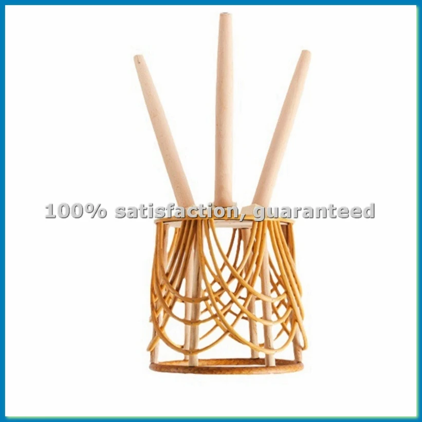Rattan Indoor Plant Stand Straw Woven Flowers Pot Holder Stool with Legs Floor Planter Baskets Rack Wooden Plant Shelf B-AT35