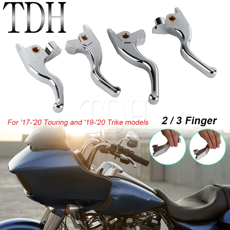 

2& 3 Finger Brake Clutch Lever Hand Control Levers For Harley 17-20 Touring 19-20 Trike FLHTCU/I FLTRX FLTRXSE FLTRK FLTRXS FLHR