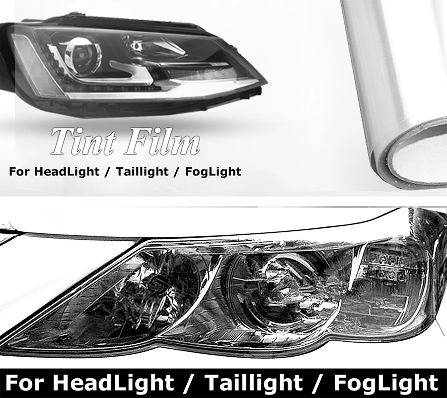 30cmx508cm Clear Transparent Tint Film Lens Vinyl Wrap Sticker For Car Auto Headlight Taillight Fog Light 12