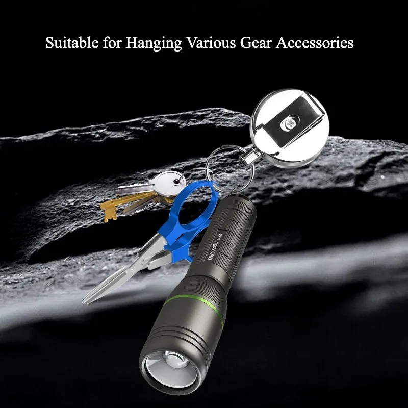 Retractable Fishing Keychain, Steel Wire Rope Pull Cord, Anti-Lost Outdoor Lanyard for Lure Fishing