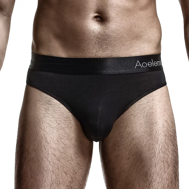 

Men's Low-rise Solid Color U-pouch Stretch T-back, Sexy Ice Silk Hip Exposure Breathable Thong