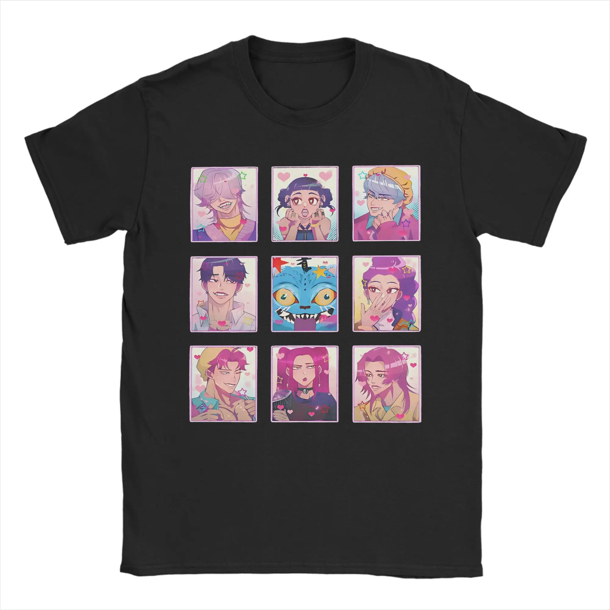 

Vintage T-Shirt KPop Demon Hunters Pattern 100% Cotton T Shirts Hip Hop Tshirt for Men Summer Retro Pattern Short Sleeve Tees