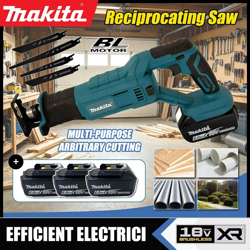 

Makita Brushless Reciprocating Saw High-Power Cutting Saw Handheld Multifunctional Household Small Electric Saw Fit 18V Battery