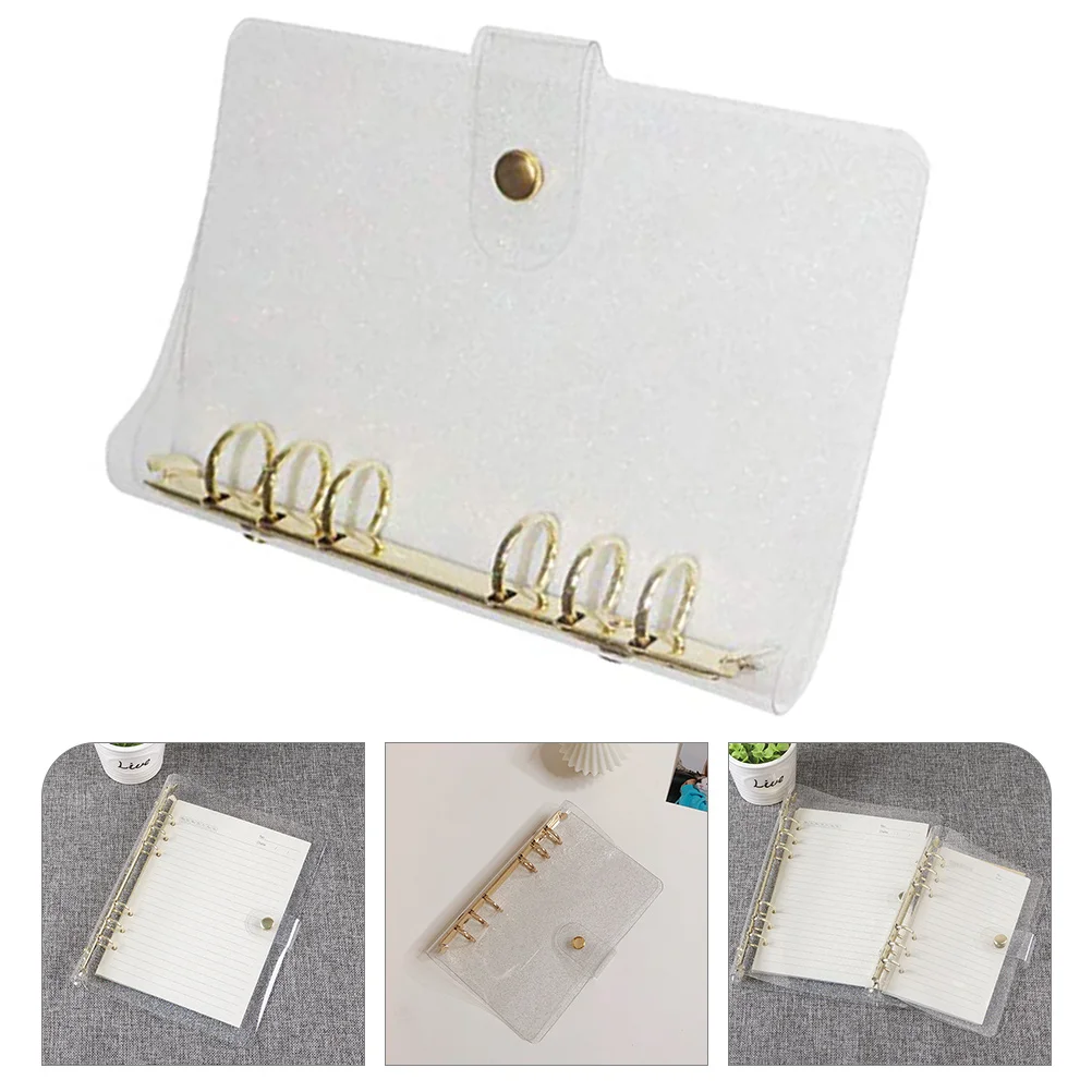 

Glitter Binder A6 PVC Covers Metal Ring Professional Office Supply Refillable Planner Notebook Travel Diary School Business