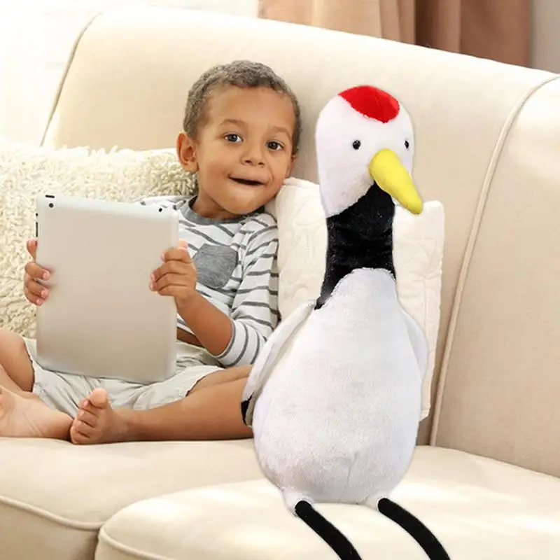 Crane Plush Toy Stuffed Red Crowned Crane Throw Pillow Doll Lifelikee Animals Doll Bird Swan Pillow Home Sofa Decor For Baby Kid