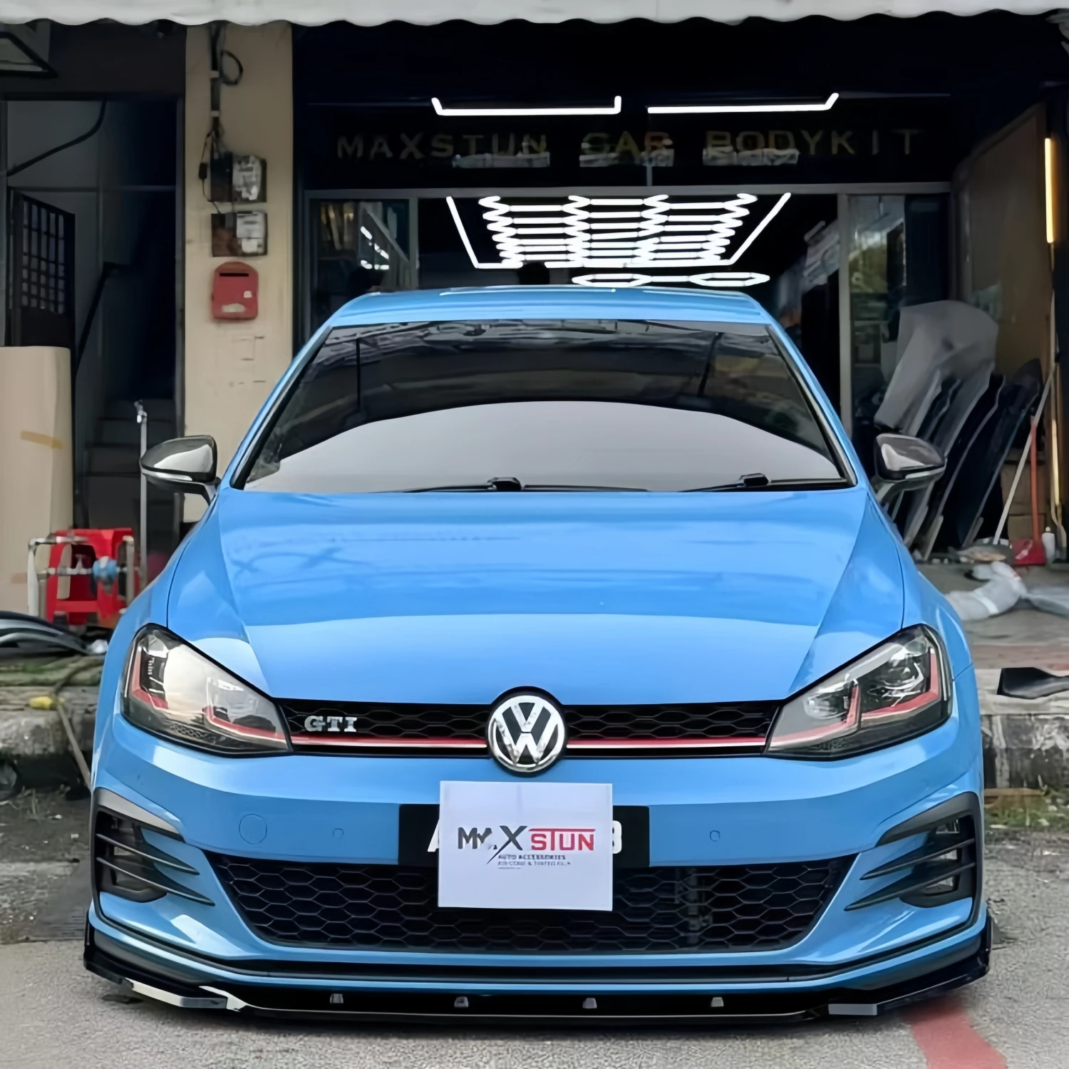 ماكستون نمط لامع أسود سيارة الجبهة حافة مصد السيارة الفاصل الشفاه ل Volkswagen Golf 7.5 GTI 2017-2020 الجبهة شفة ممتصة للصدمات الناشر BodyKits