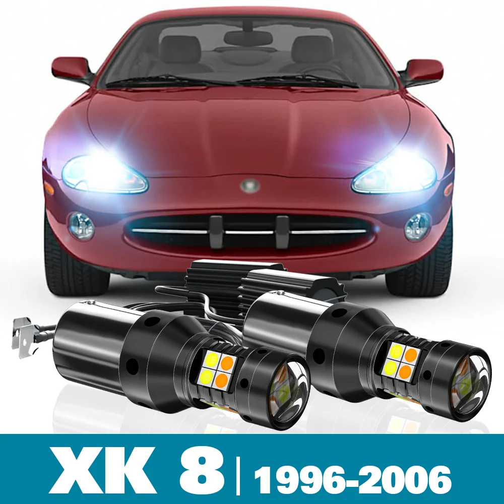 2x LED Dual Mode Turn Signal+Daytime Running Light DRL For Jaguar XK 8 Accessories 1996-2006 1999 2000 2001 2002 2003 2004 2005