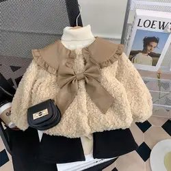 Girls Coat Autumn Winter 2024 New Thickened Girl Baby Korean Fashion Fur Integrated Winter Children Plush Coat