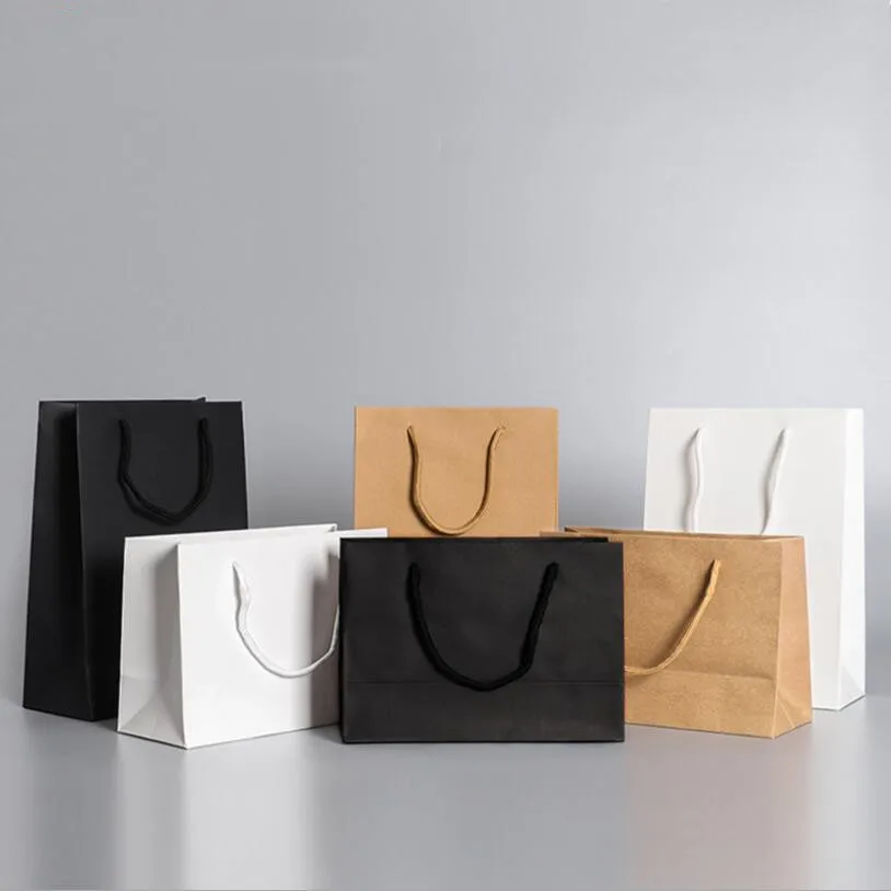 

100pcs Custom Logo Paper Bag Large Size Kraft Paper Bags with Handle Clothing Package Shopping Bag Business Packaging