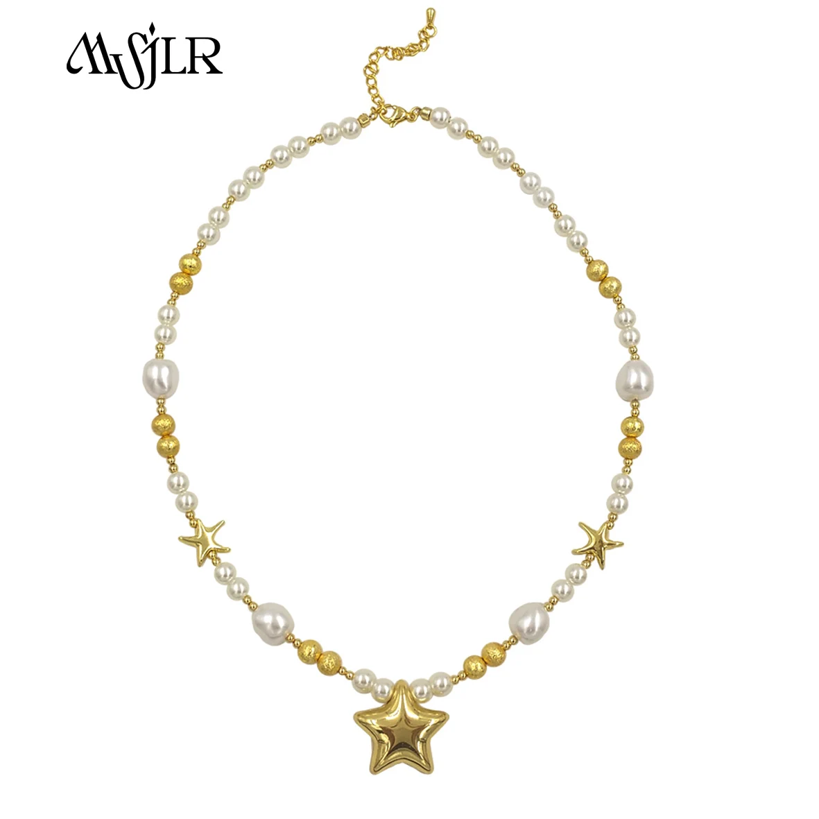 

MVN103 New Coming Popular Fashion Pearl With Star In the Middle Necklace For Girls As Birthday Gifts Decorated