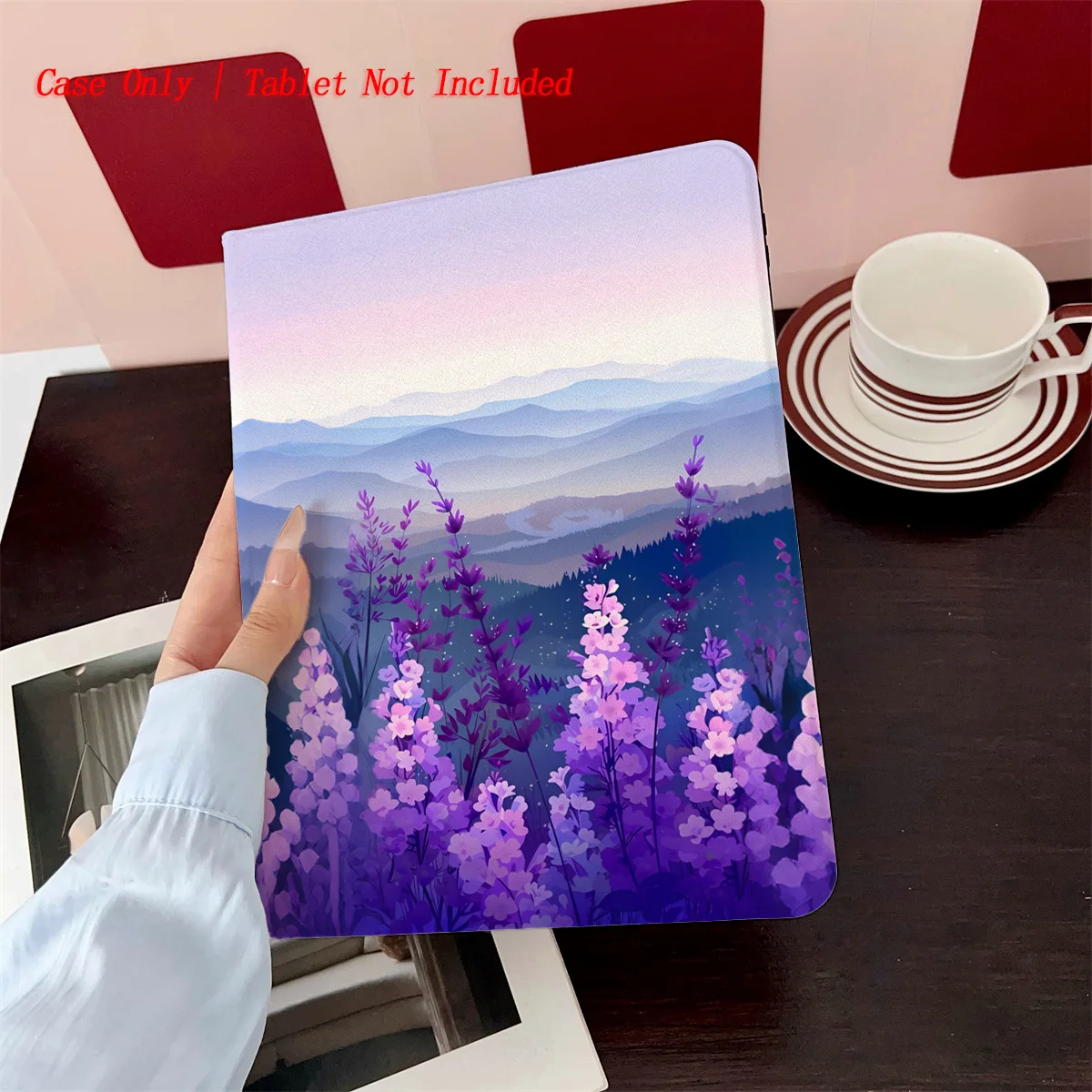 

Soft Serene Purple Plants&Rolling Mountains Design iPad Cover For Apple iPad 9th/10th Gen Air 3 Pro 12.9 Mini 6 Shockproof Case