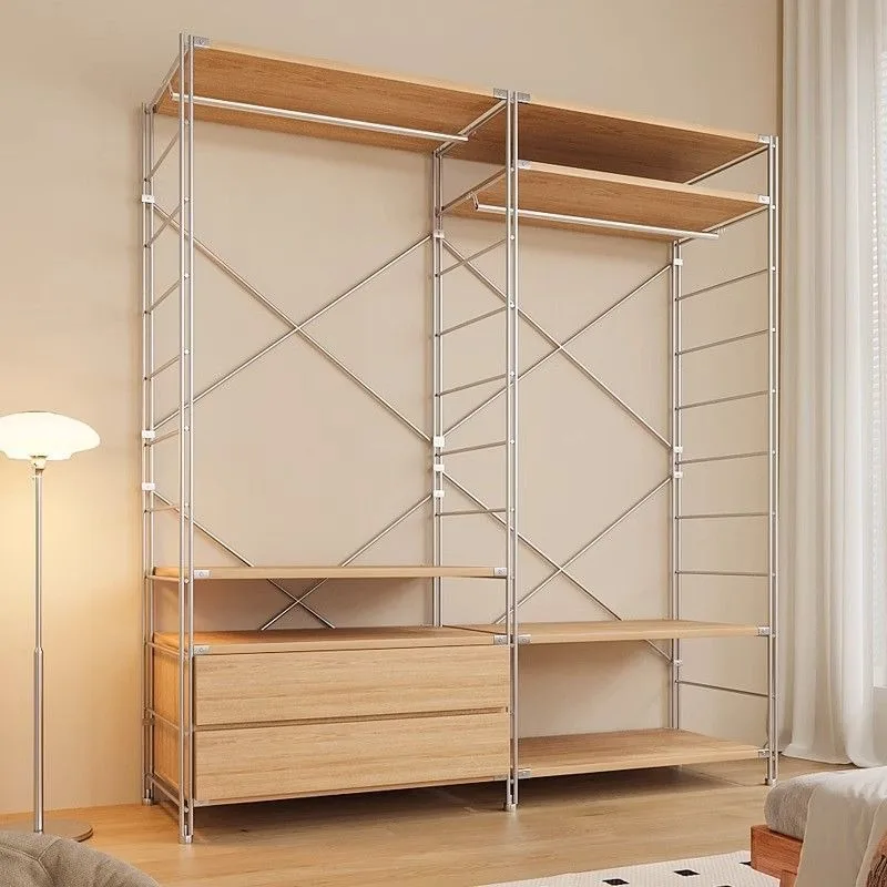 

Japanese-style open floor hanger hanger Bedroom cloakroom rack Coat rack