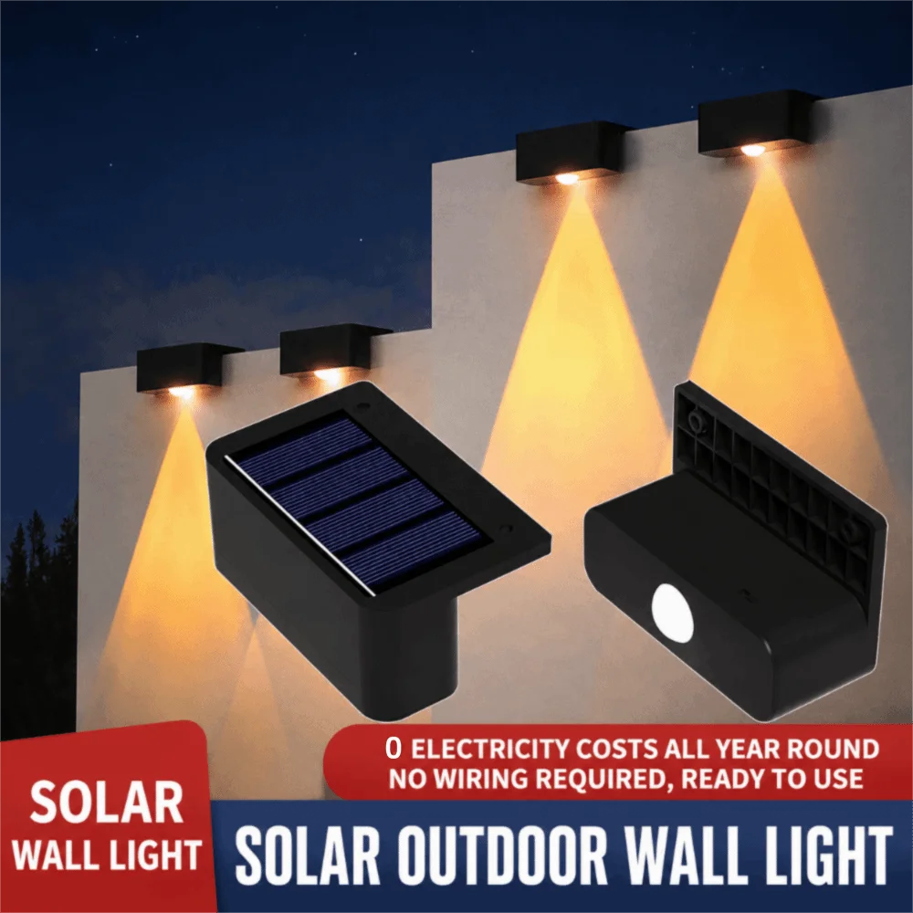 LED Solar Garden Lights Solar Charging High Capacity Battery Solar Step Lighting Easy Install Rainproof Garden Fence Light