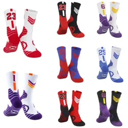 Elite mid size basketball socks with thickened soles for professional combat sweat wicking, breathable, and high top sports sock