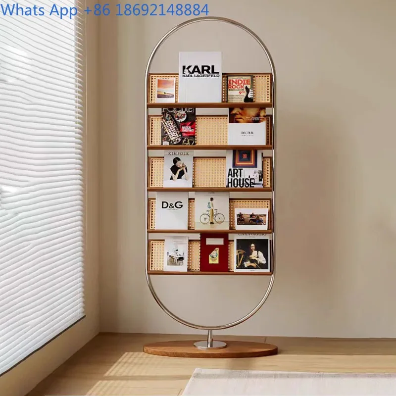 

Многофункциональная подставка для журналов в средневековом стиле, декоративная напольная полка для хранения, украшение для гостиной, книжный шкаф из массива дерева