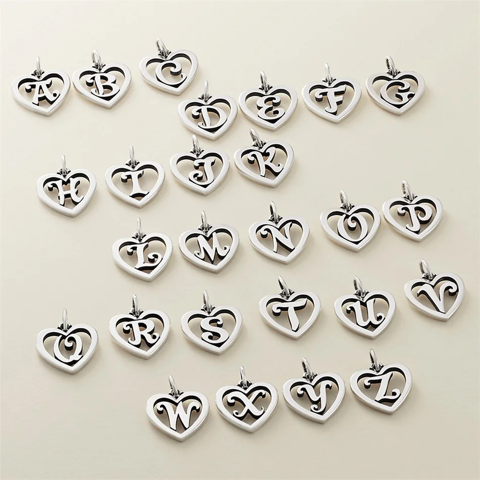 Visunion Heart Alphabet Charms DIY Stainless Steel Artistic Alphabet Pendant for Making Necklace Women's Jewelry Wholesale