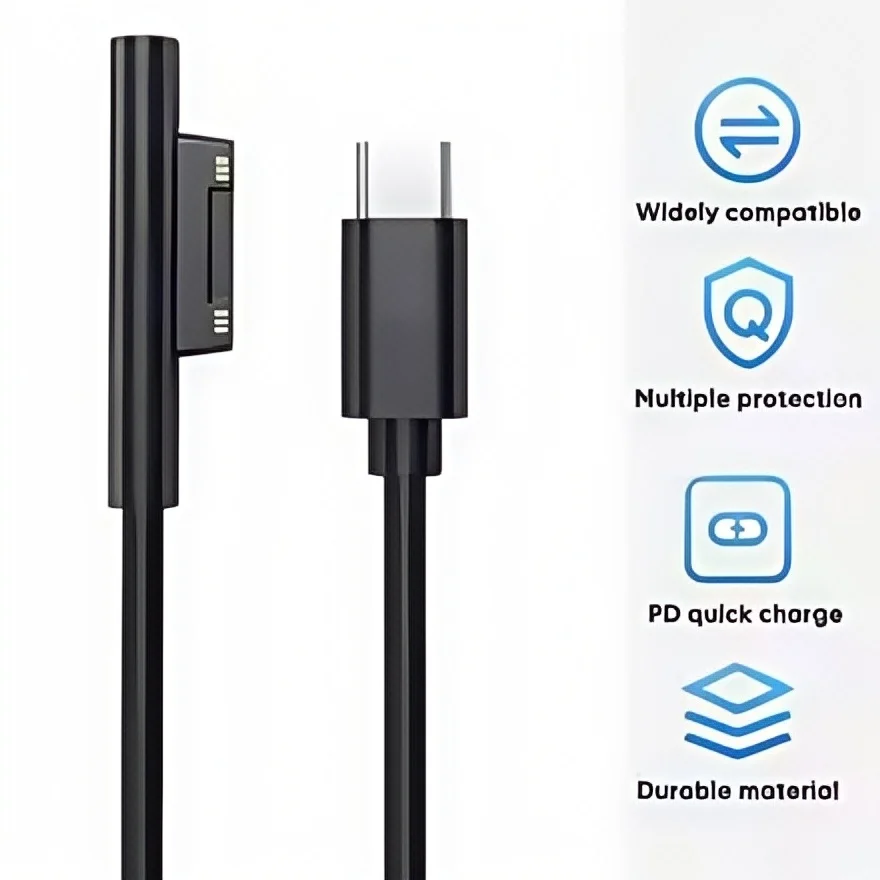PD 65W USB-C Fast Charger for Microsoft Surface Pro 3/4/5/6/7 - 15V 3A Tablet Power Adapter Cable with Type-C Charging image 4