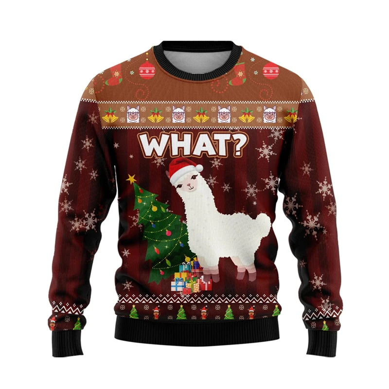 Funny Alpaca Donkey Ugly Christmas Sweater Fashion Catch Eyes Mens Sweatshirt Trend Streetwear Pullovers Crew Neck Tops Clothes