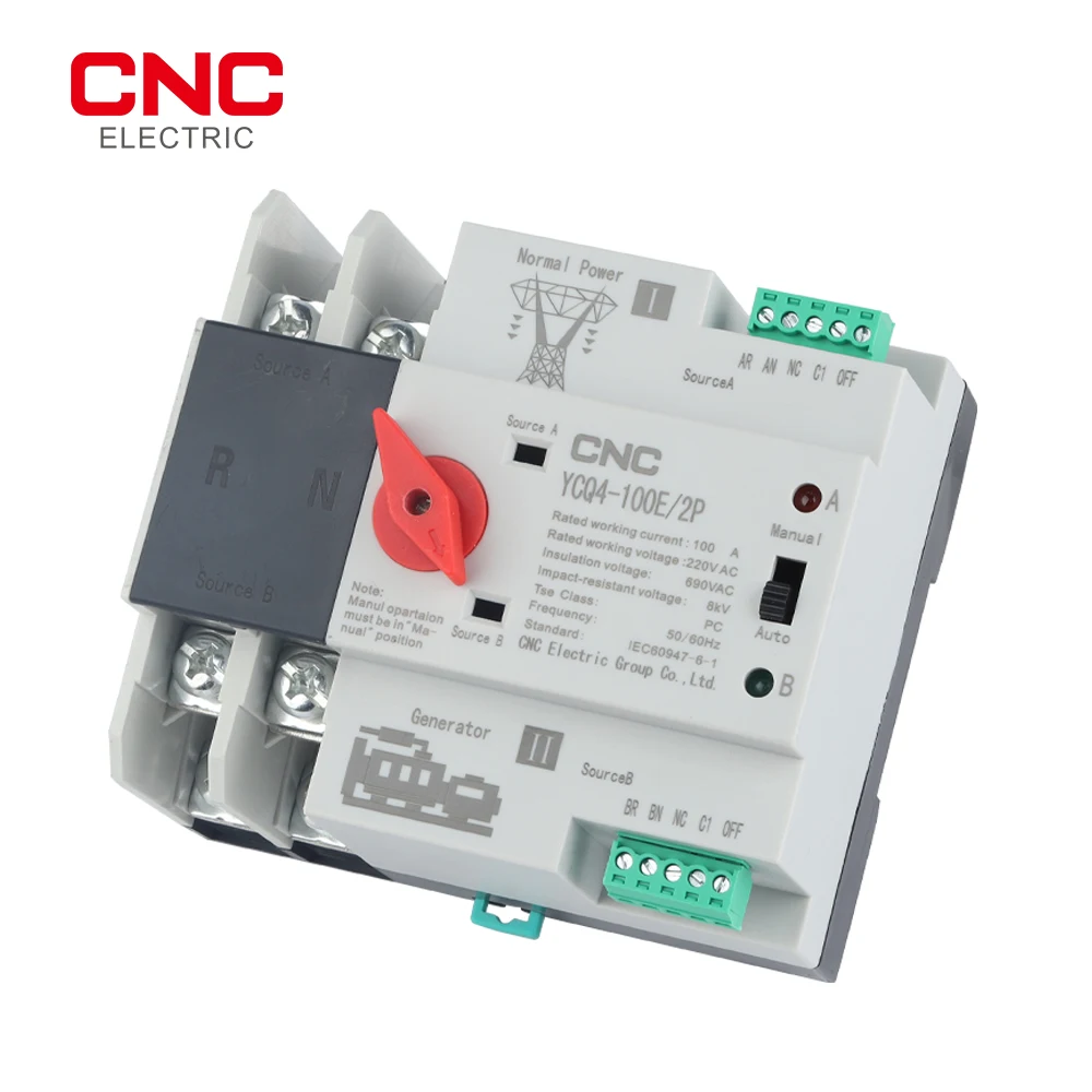 YCQ4-100E CNC/2p Din Rail podwójna moc automatyczny przełącznik transferu przełącznik przetworników, przełączniki elektryczne nieprzerwana moc