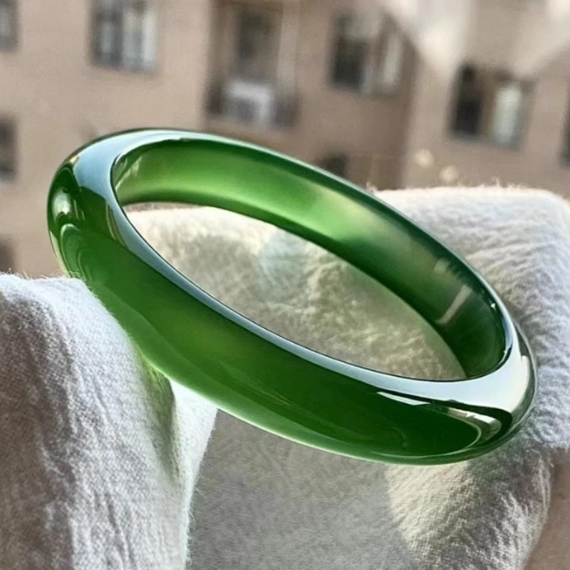 

New Natural Ice-transparent Green Agate Bracelet, Classic Retro Versatile Jewelry