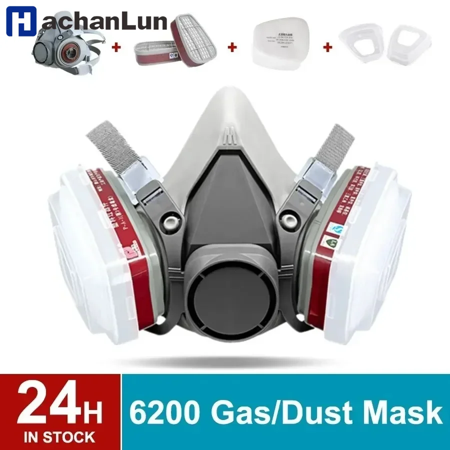 

6200 Half Face Respirator Gas Mask with Goggles & Filters for Industrial Painting Spray Chemical and Organic Vapor Protection