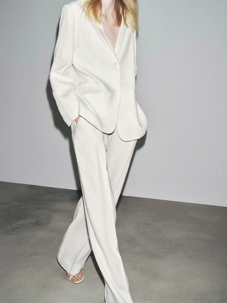 

European and American style summer new fashion trend women's clothing wrinkle effect lapel long sleeve suit jacket trousers suit