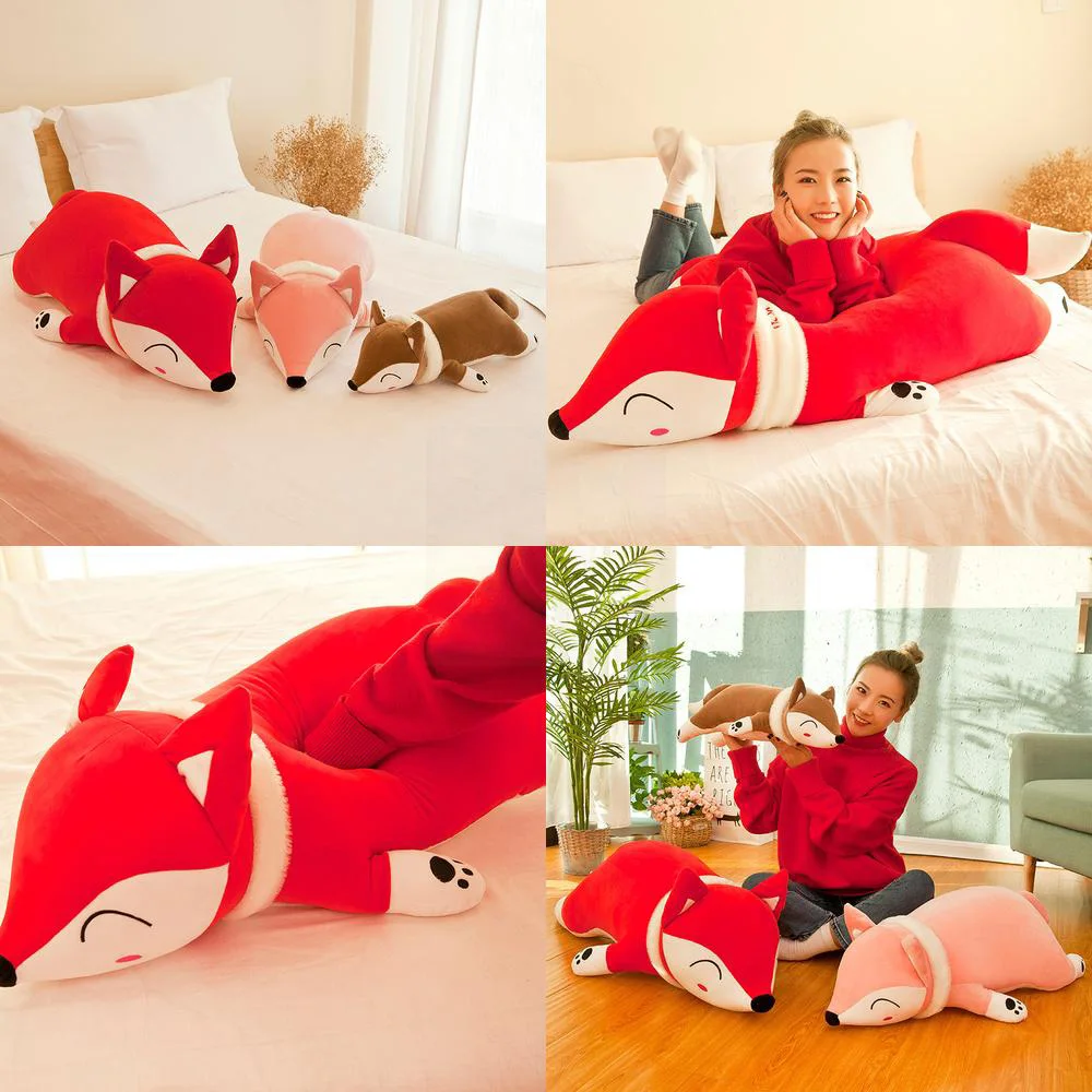 

Kawaii Plush Fox Stuffed Animal Soft Cuddly Toy for Kids Birthday Christmas Gift Large Sleeping Pillow Doll for Girls
