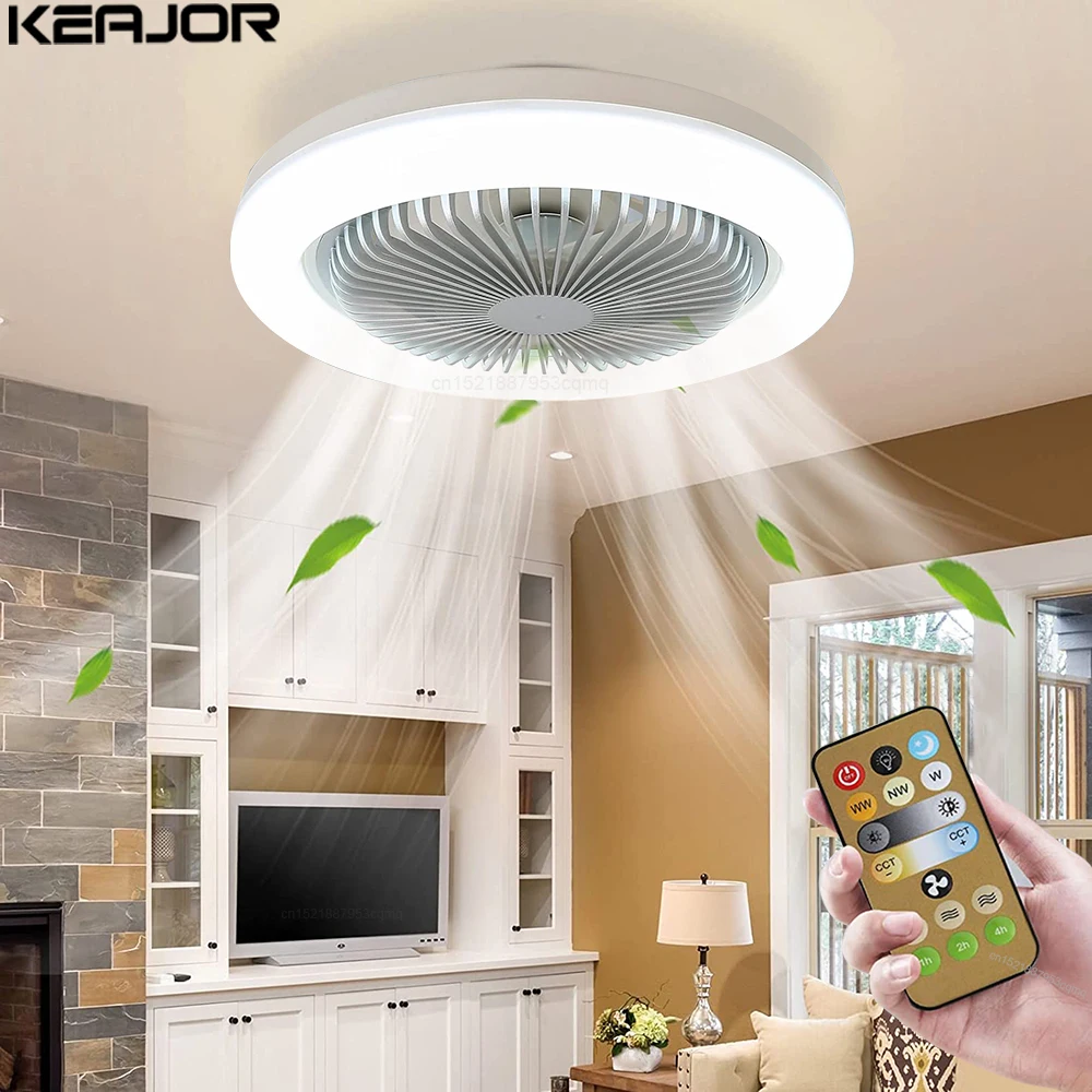 Ceiling Fans With Remote Control and Light 30W LED Lamp Fan Smart Silent Ceiling Fan For Sitting Room Bedroom E27 Converter Base