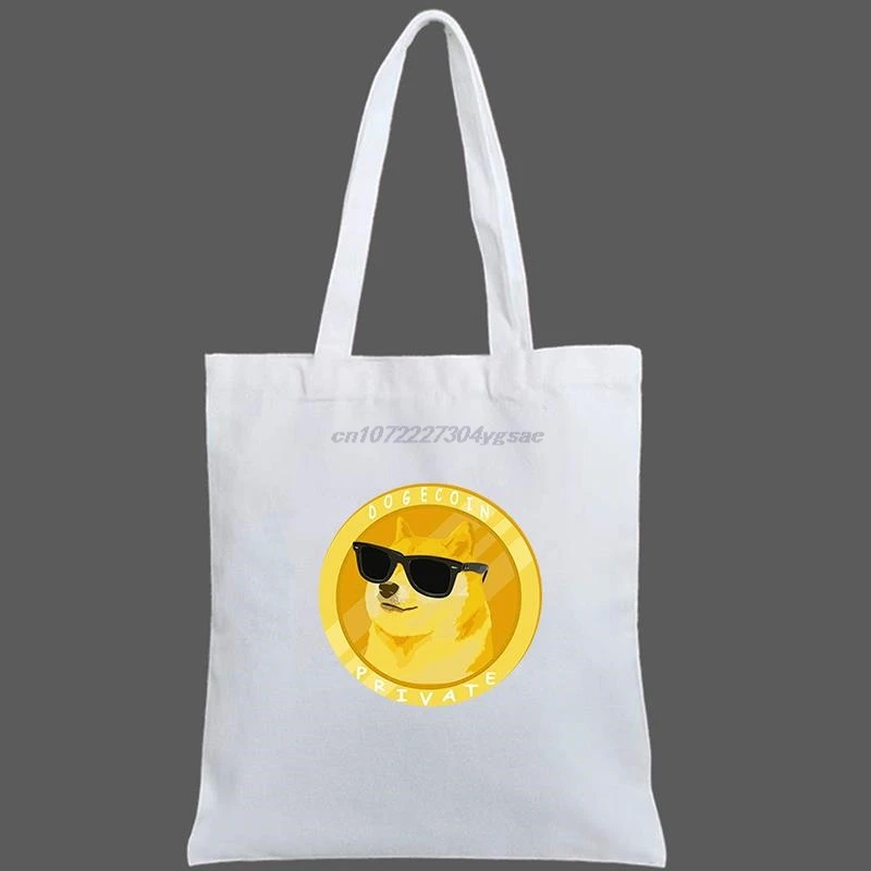 Bitcoin Cryptocurrency Art Dogecoin To The Moon Crypto Coin Canvas Shoulder Bag Student Female Handbag Reusable Shopping Bags