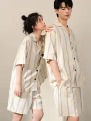 Couple Room Wear Ladies Pajamas  Women 2 Piece Set Outfit Men Sleepwear  Pajama Sets Summer Short  Trousers（50%cotton 50%TENCEL）