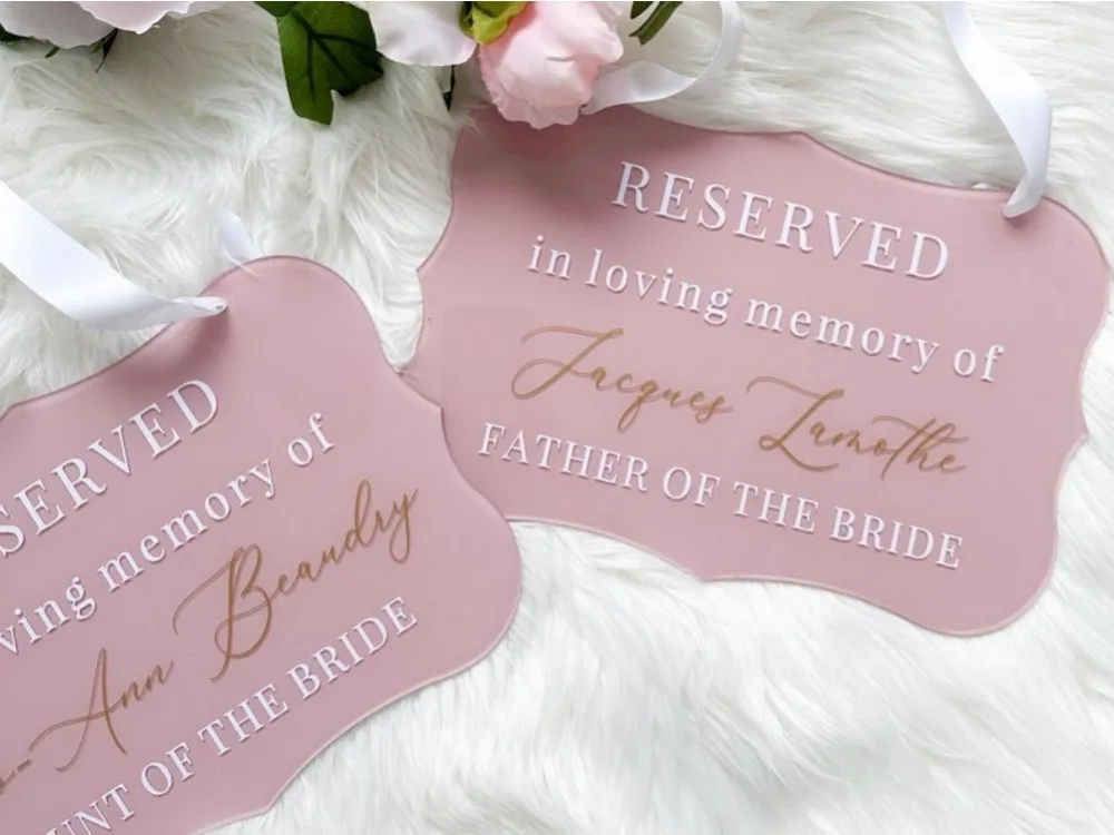 

Wedding Reserved Seat Memorial Sign: Custom Name & Role Plaque In Loving Memory Honor Your Loved One with a Personalized Plaque