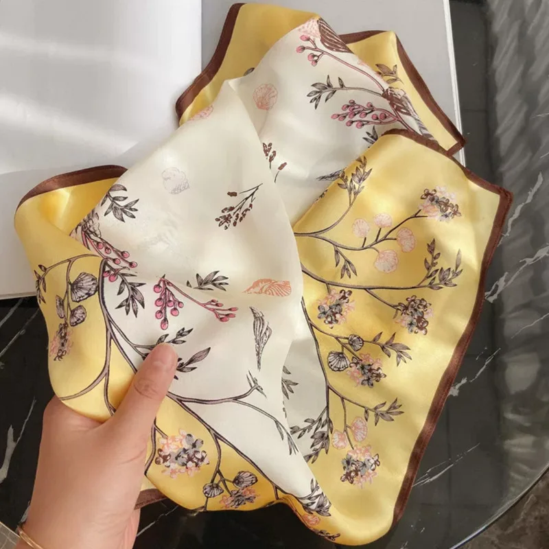 Small Square Towel Women's Scarf Korean Style Printing Decoration Flower 70 Light Luxury Women