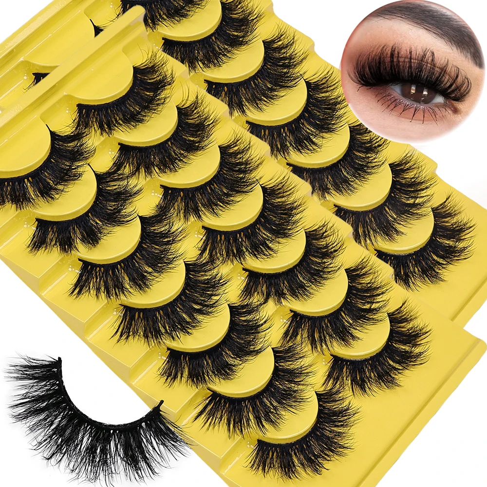 14 Paar/2er-Pack flauschige gefälschte Wimpern, dünne falsche Wimpern, dickes Volumen, gefälschte Wimpern, lockige gefälschte Wimpern