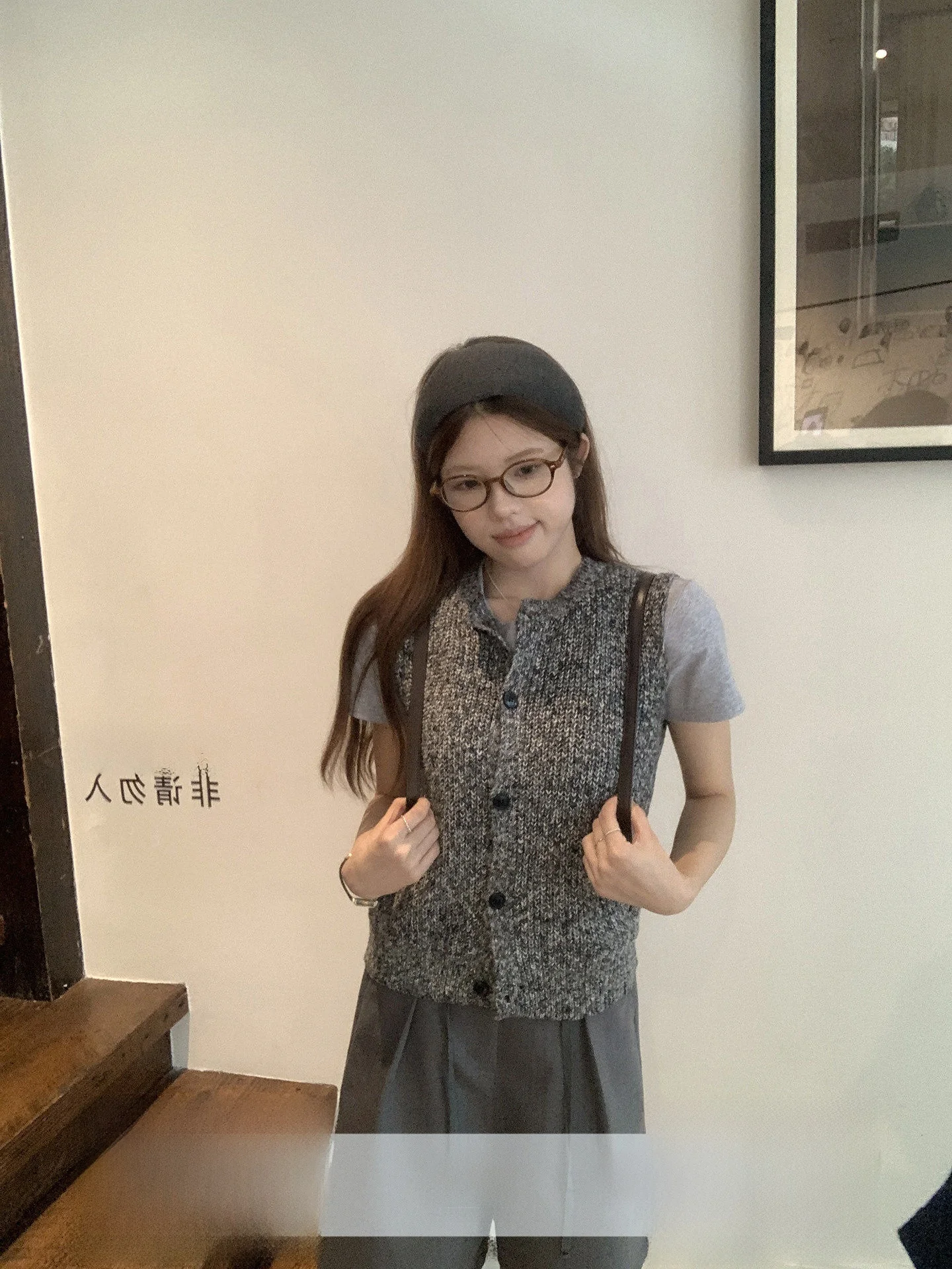 

Женский свободный жилет-свитер с круглым вырезом, повседневный, в корейском стиле, из полиэстера