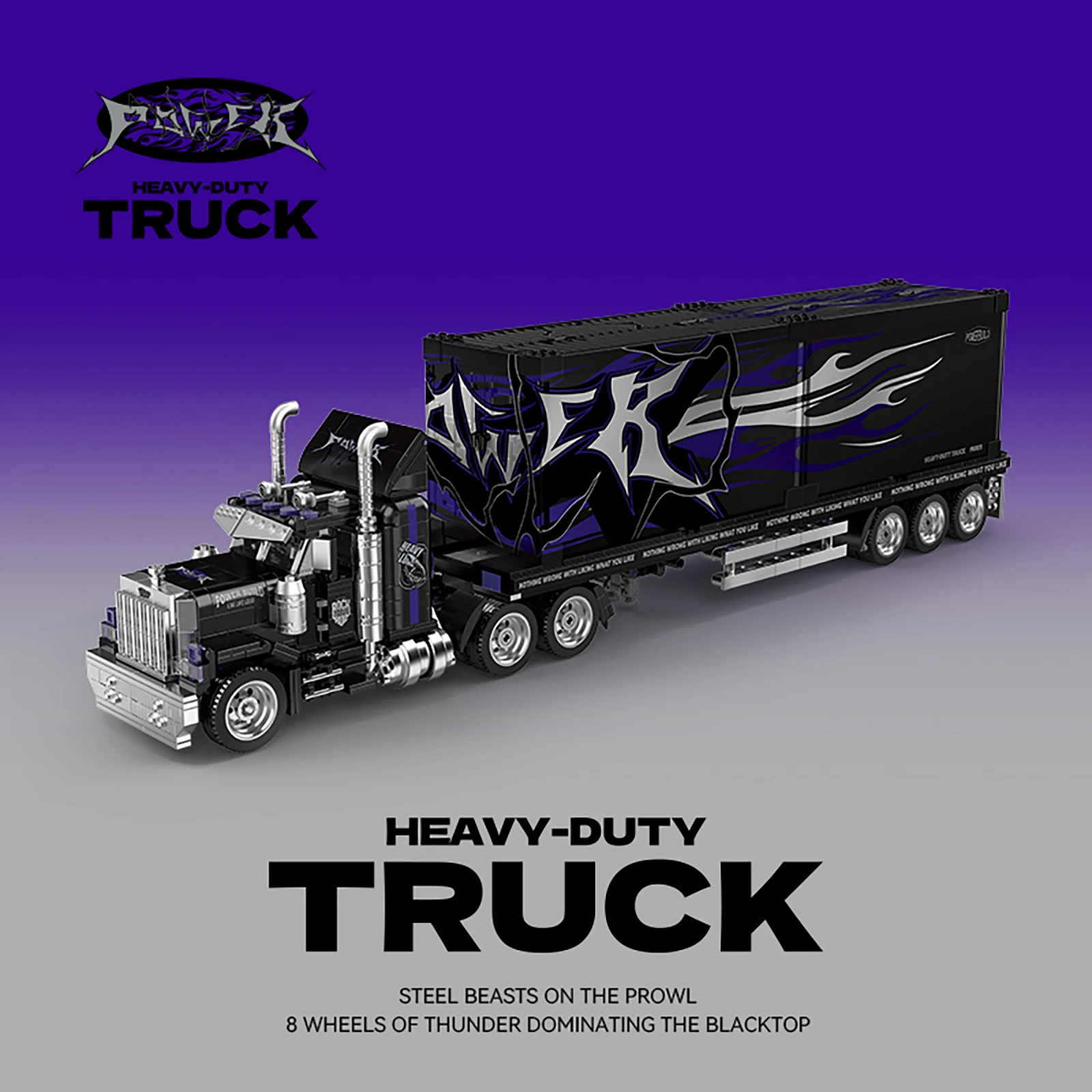 PB8829 Brinquedo de blocos de construção de caminhão contêiner de grande equipamento estilo retrô - modelo de construção de mais de 1500 peças para adultos e crianças