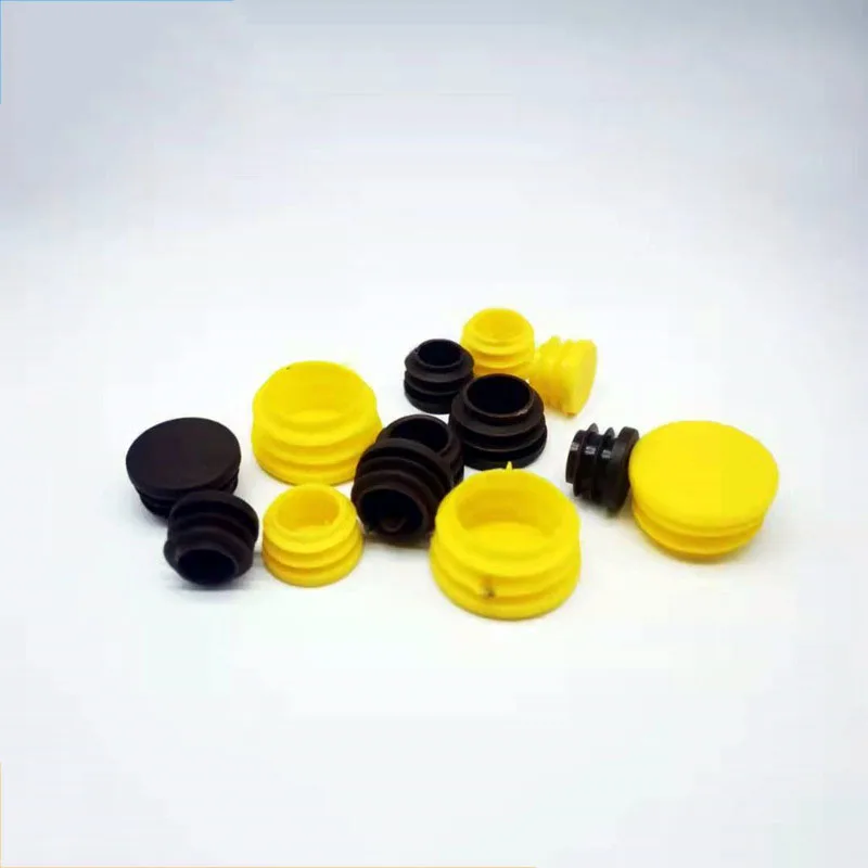 10PCS Round/Square Blanking End Caps Yellow/Brown Plastic Foot Pad Pipe Tube Inserts Plugs Stopper