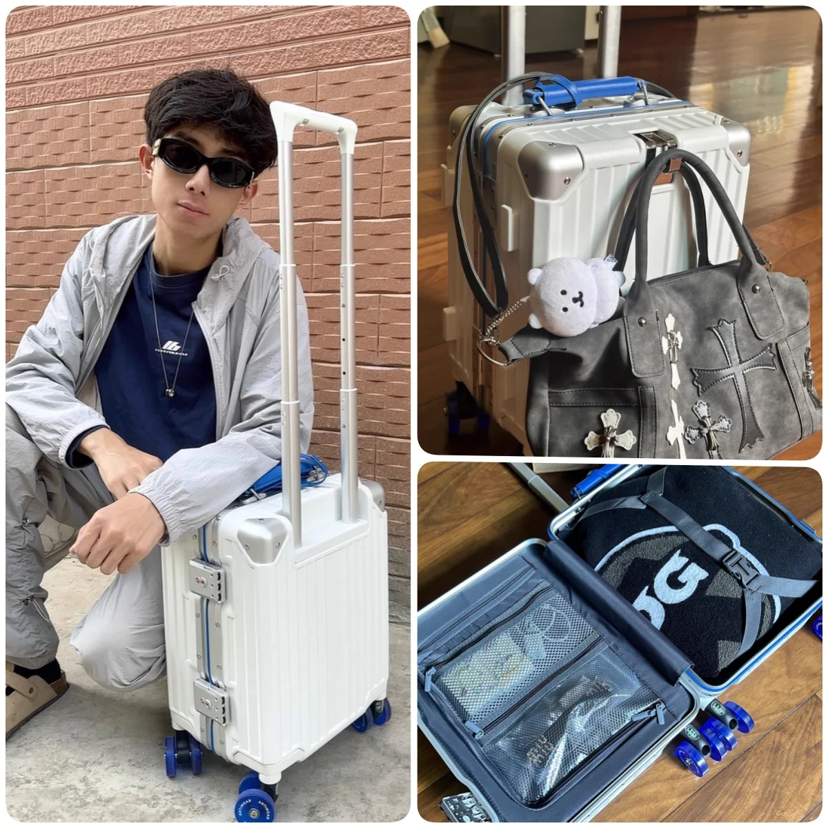 حقيبة حمل صغيرة على الصعود 14 بوصة خفيفة الوزن المتداول الأمتعة للأطفال حقيبة سفر بعجلات مع قفل TSA عجلة ملونة