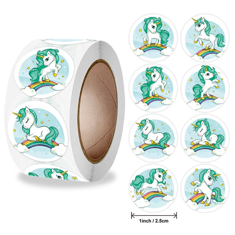 동물 유니콘 스티커 어린이 보상 스티커, 선물 장식 라벨, 교사 격려 학생 문구 스티커, 100-500 개