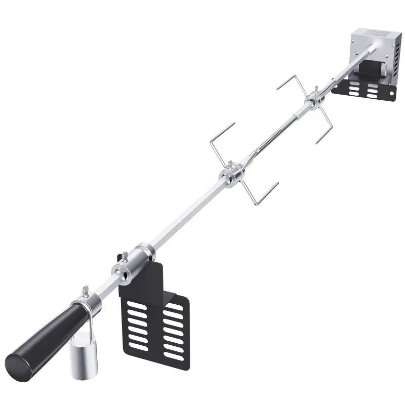 Universal 110V 9W Motor Electric Stainless Steel Automatic Grill Kit Single Rod Model, Heavy Duty Grill Tool