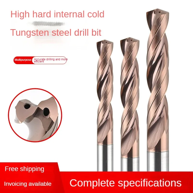 

Сверло с внутренним охлаждением из вольфрамовой стали, сверло из сплава, удлиненное сверло, 3D-центровое сверло для выхода воды 3,0–9,0 мм