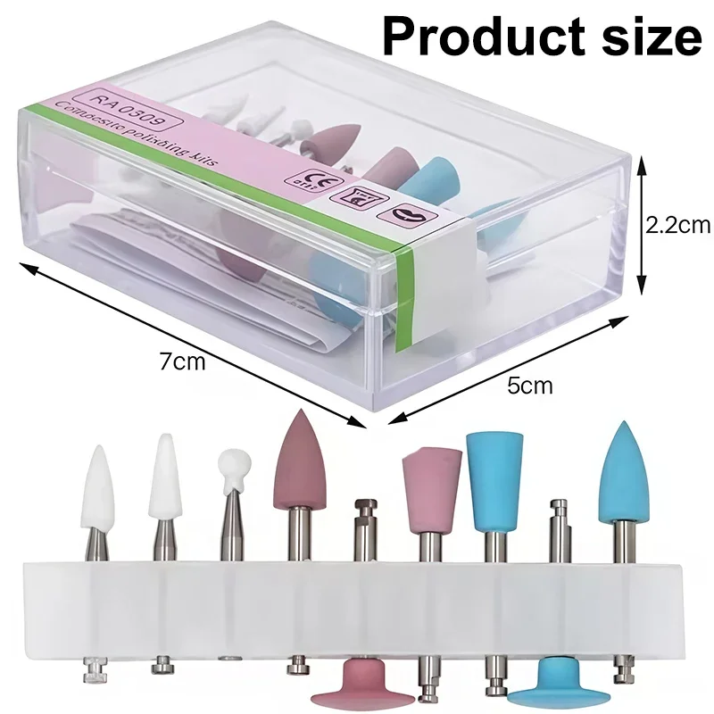 9Pcs/Box Dental Composite Polishing Kit for Low Speed Handpiece Contra Angle Resin Sanding Polishing Set Dentistry Tool