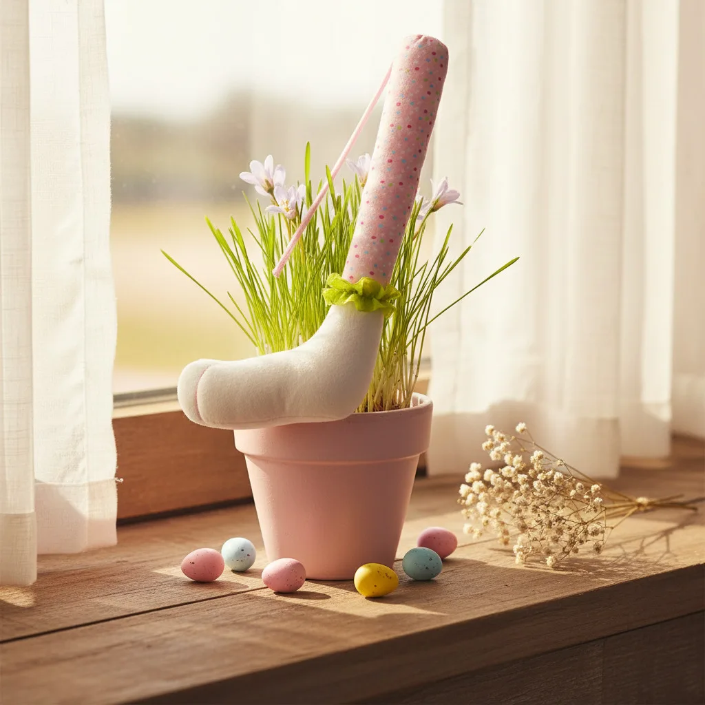 

1Pcs Easter Bunny Leg Ornament Creative Holiday Planter Tree Hanging Decoration Adorable Rabbit Leg Figurine 40X17cm