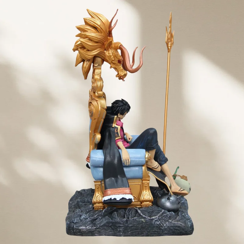 34cm One Piece Monkey D.Luffy Figurki Anime Model Zabawki PVC Cztery Cesarze Tron Gk Statua Lalka Ozdoba Kolekcja Prezenty