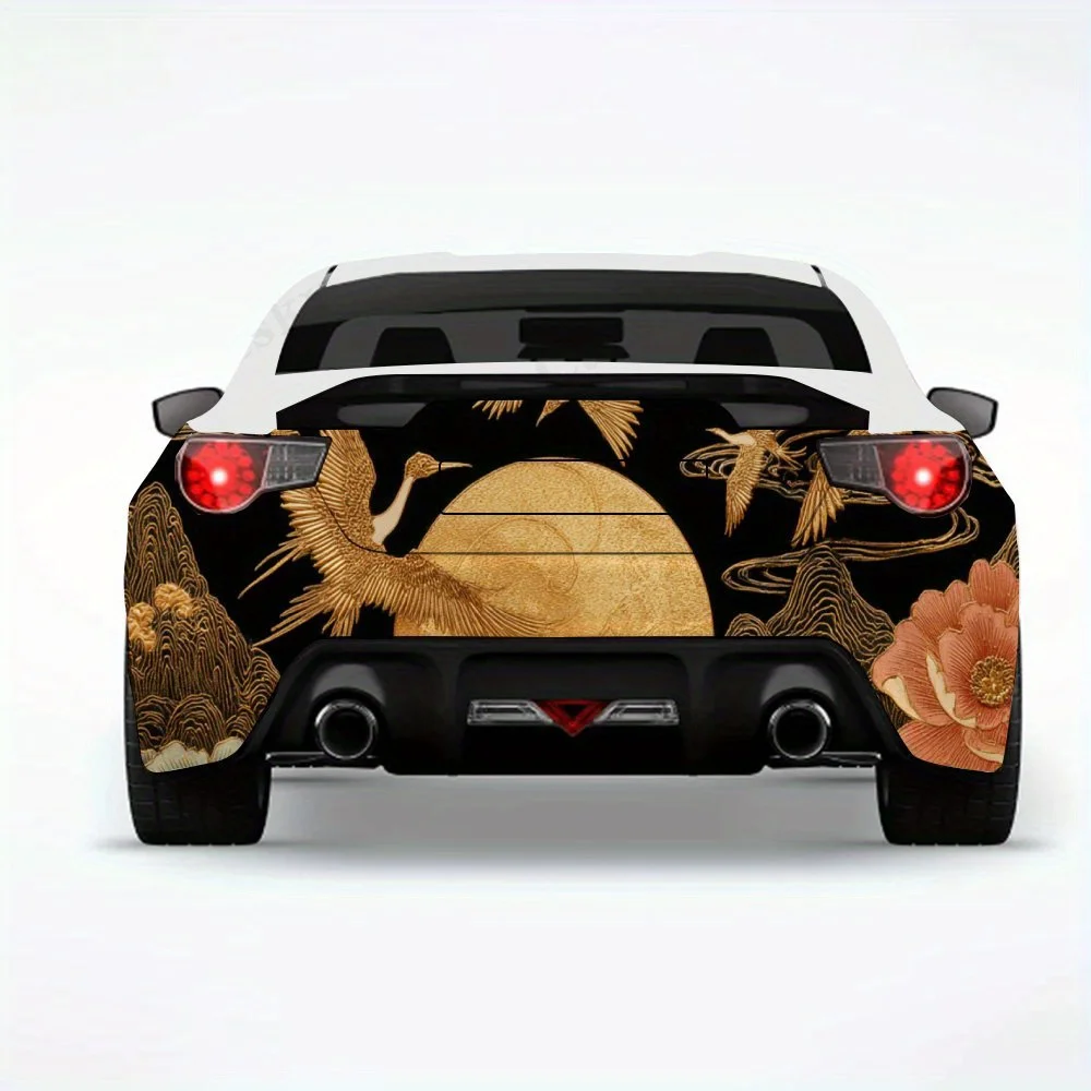 

Oriental Landscape with Birds and Flowers ,Vinyl Decal for Car Rear, Waterproof Self-Adhesive Vinyl Stickers for Vehicle Tail a