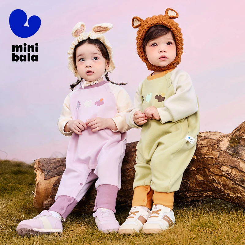 

Mini Balabala Baby Fleece Romper All-in-One Jumpsuit Early Spring New Outfit