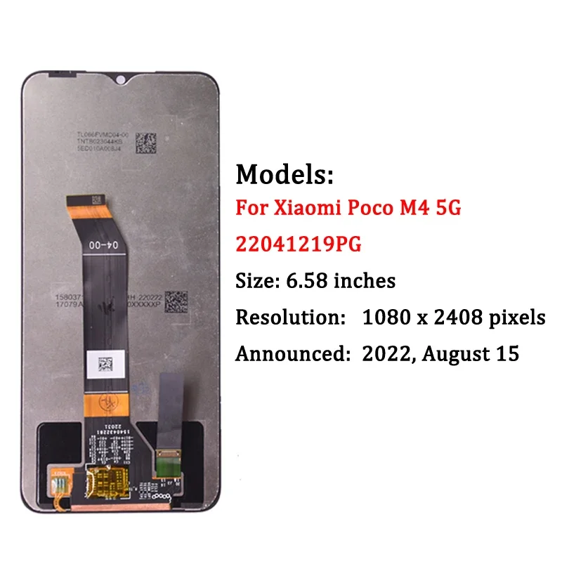 ЖК-дисплей 6,58 дюйма для Xiaomi Poco M4 5G, ЖК-дисплей, сенсорный экран, дигитайзер, ЖК-запчасти для POCO M4 5G 22041219PG дисплей