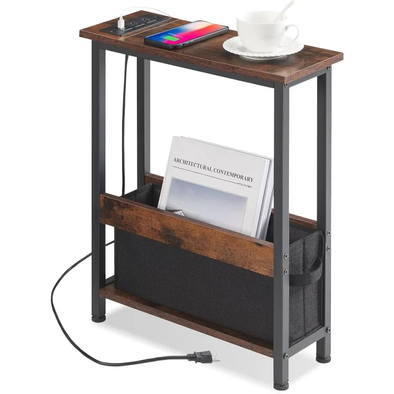 

Charging End Table with Storage - For Small Spaces and Bedroom