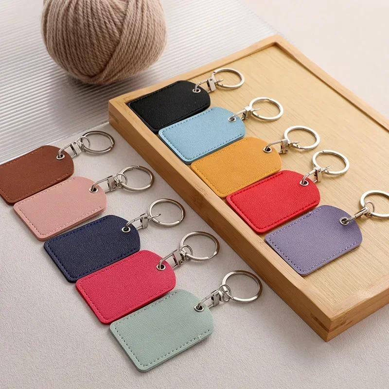 Customized LOGO rectangle Card case leather Keychain Blank Laser Engrave name keyring Personalized Key Chains Protection Cover