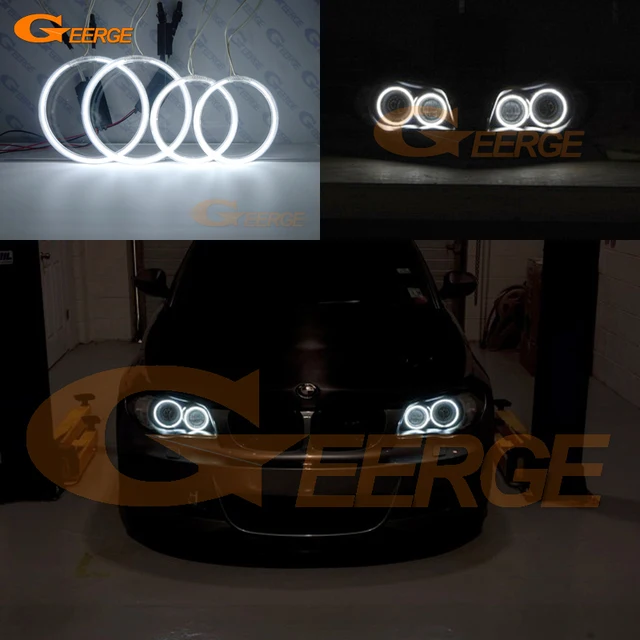 Do BMW serii 1 E81 E82 E87 E88 2004 - 2012 Doskonałe, bardzo jasne CCFL Angel Eyes Halo Rings Kit Car Styling Day Light
