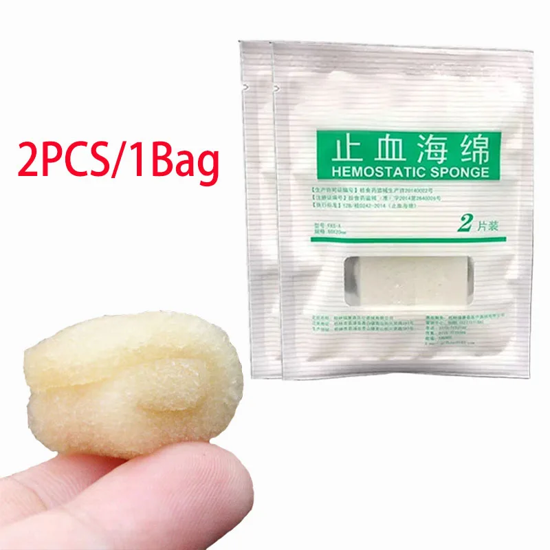 2Pcs/1Bag Dental Disposable Medical Hemostatic Sponge Trauma Hemostatic Sponge Oral Material Dental Consumables